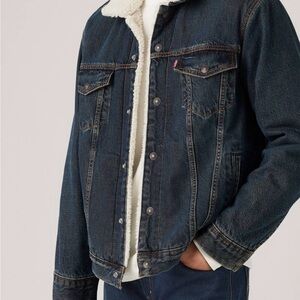 Levi's Blue Denim Jacket with White Sherpa Lining